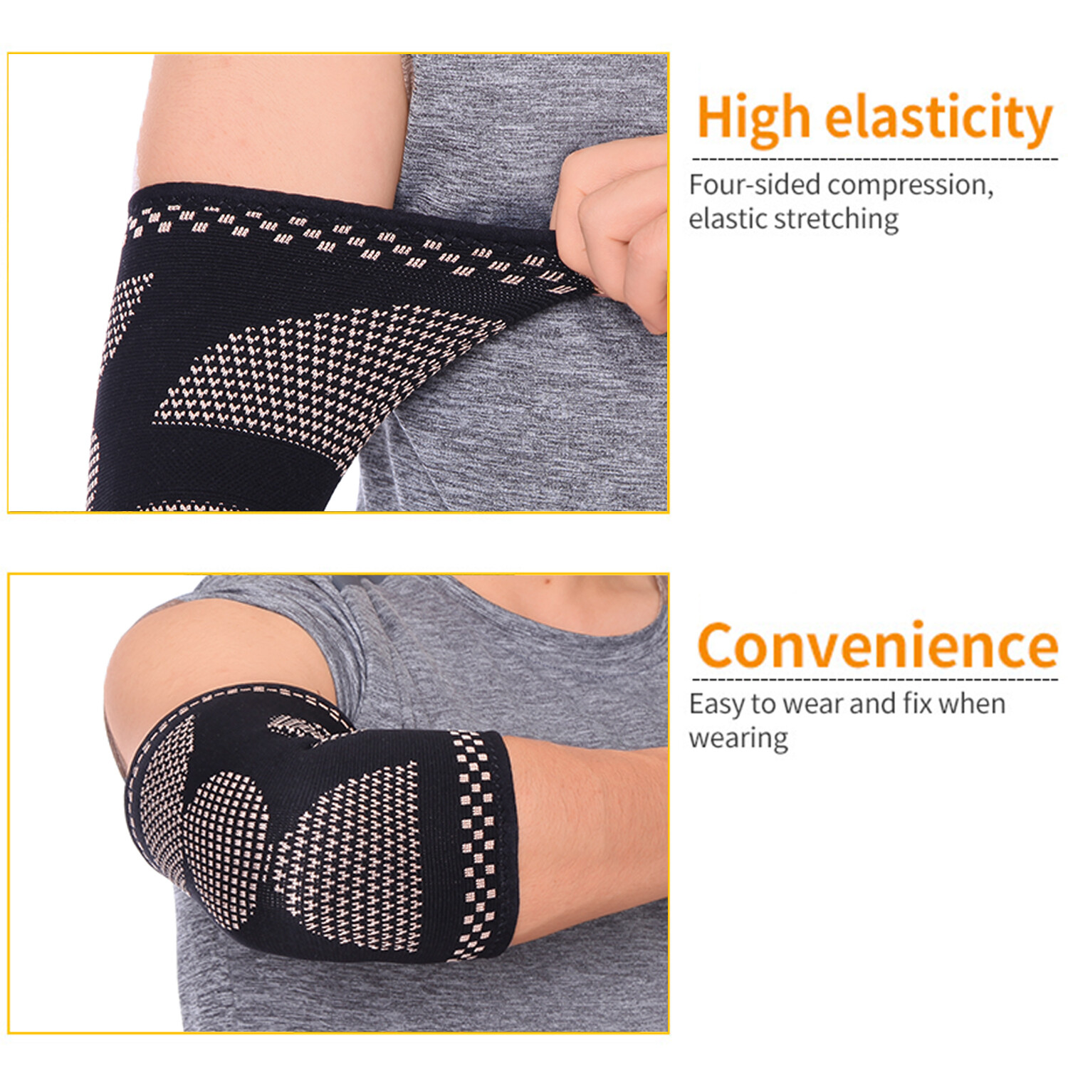 Copper Elbow Compression Sleeve Brace Arm Joint Tendonitis Arthritis Tennis Gyms