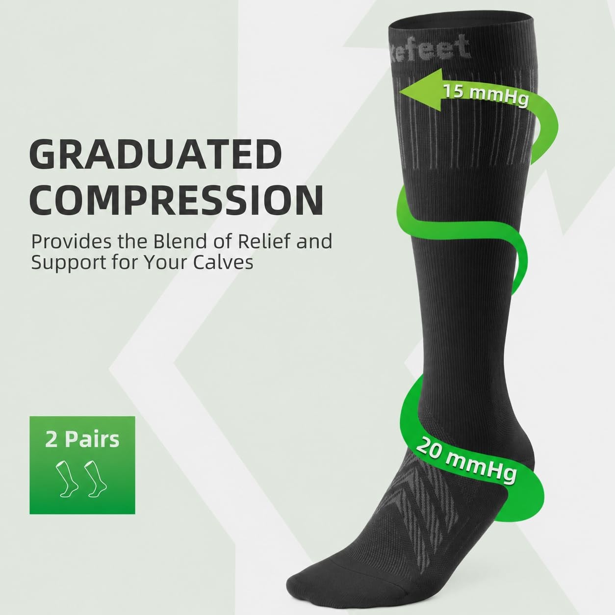 Compression Socks Women Men 15-20mmHg, 2 Pairs Knee High Graduated Socks for …