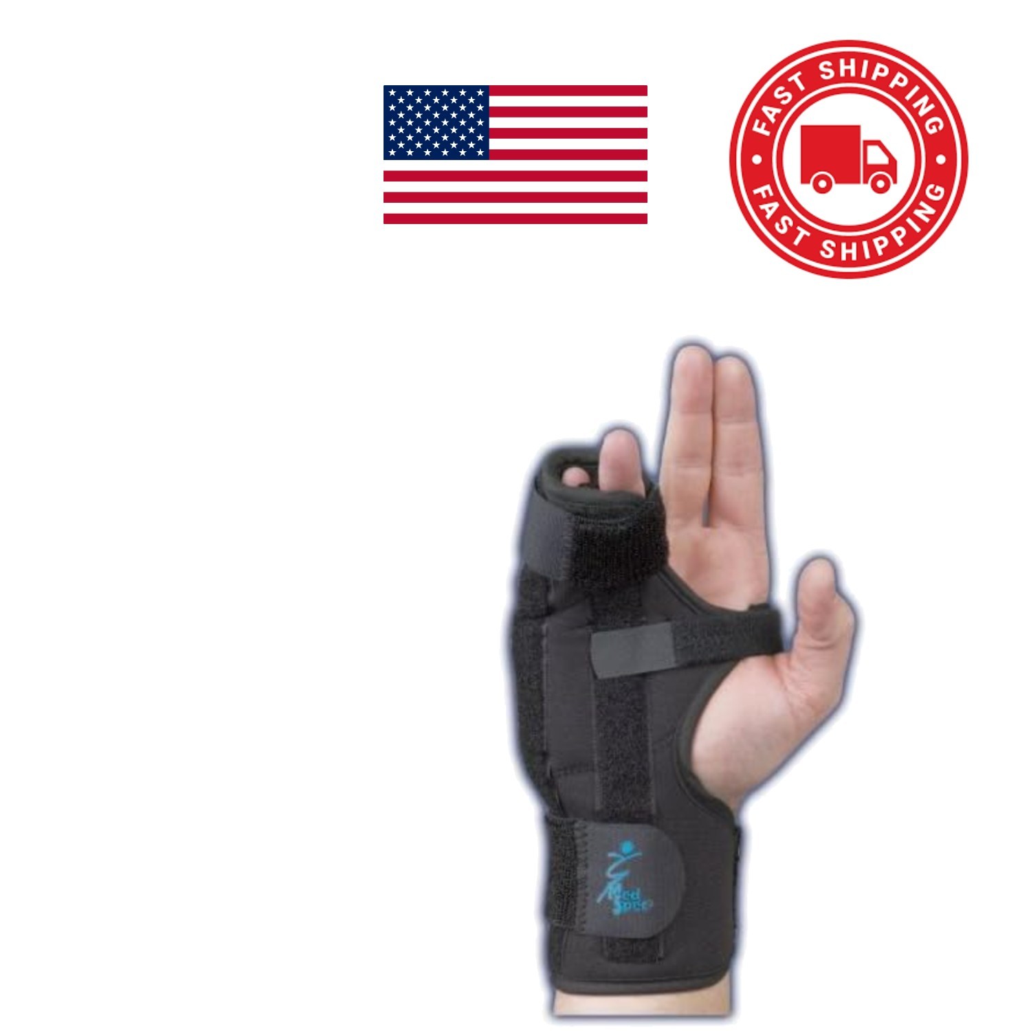 Adjustable Boxer Splint Black with V Strap System for Finger Immobilization