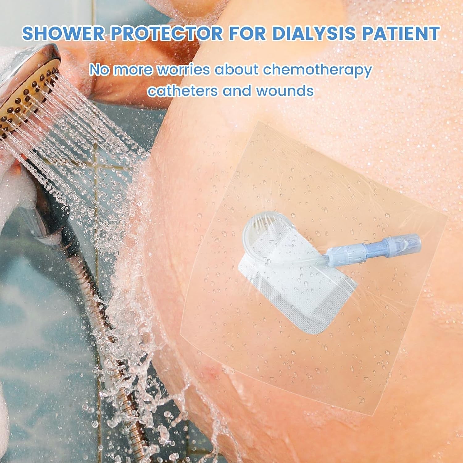 Waterproof Shower Protector for Dialysis Catheter & Chemo Ports, 10×12 Inch