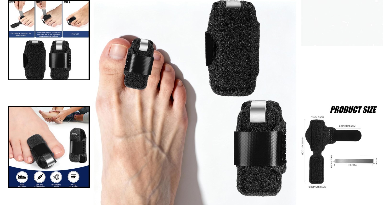 Adjustable Toe Splints for Men & Women – Comfortable Straightener Set of 2