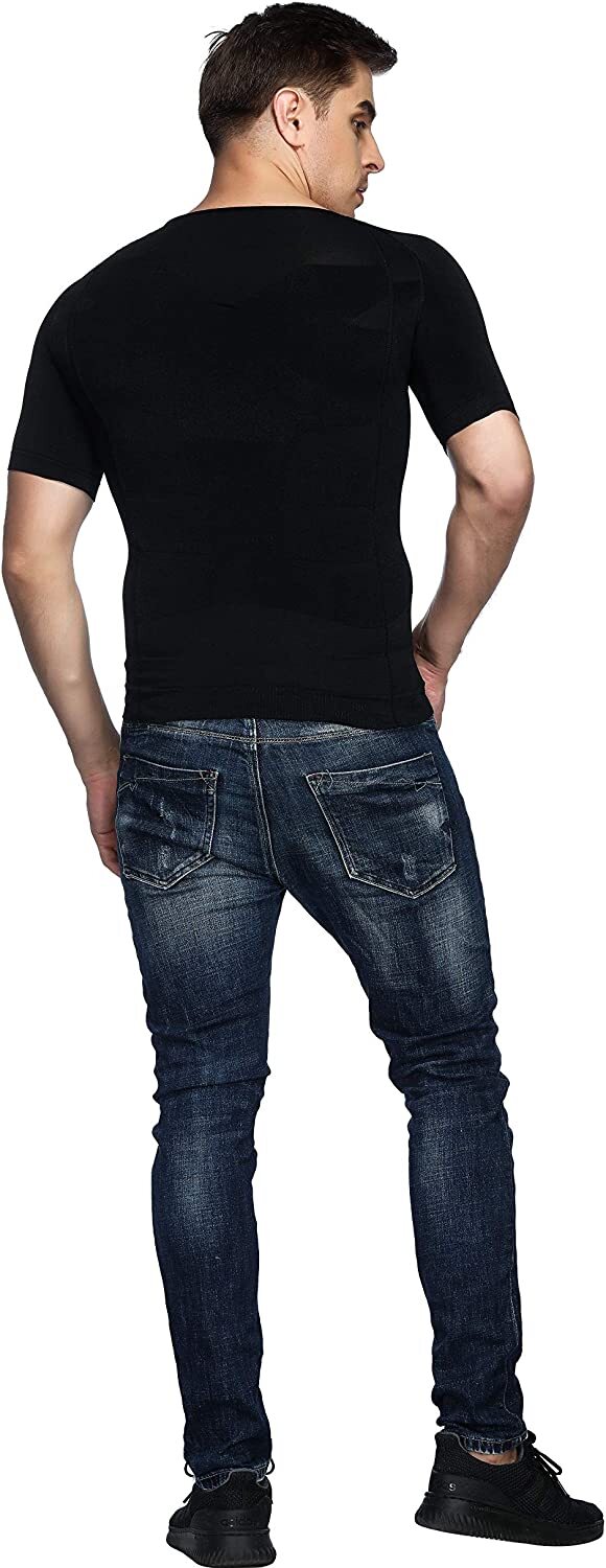 Men’s Shirt Core Compression Support Fit Short Sleeve Crew Neck Body Shaper Tops