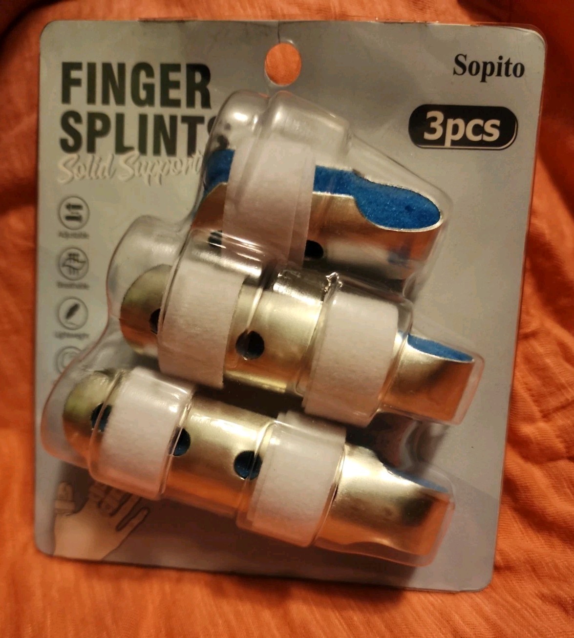 Sopito Finger Splint, 3PCS Support Brace One Size, Blue