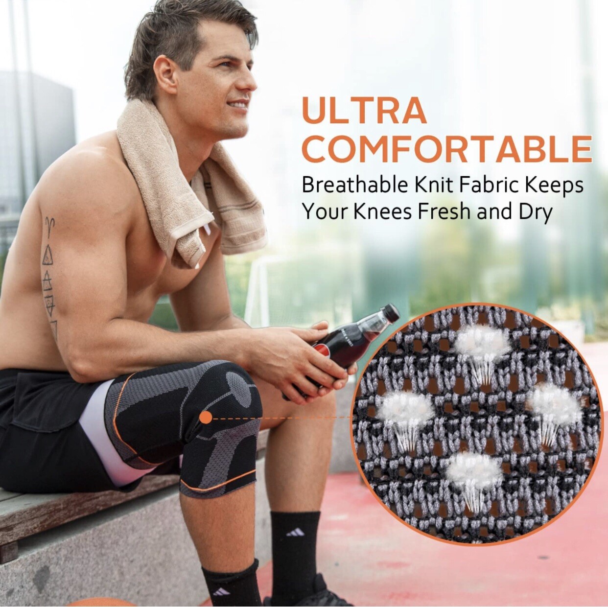 Omples Knee Compression Sleeve for Men Women Knee Brace with Side Stabilizers