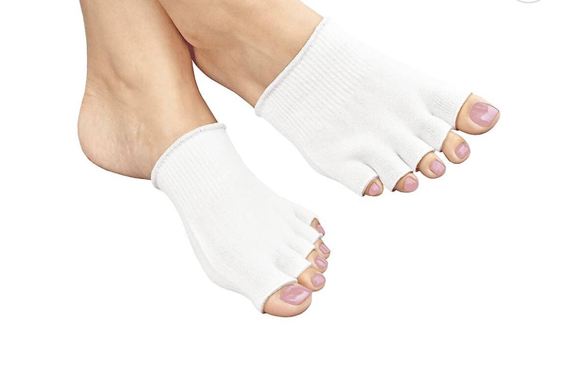 Toe Separating Gel Compression Socks Help Dry Cracked Skin White (5 Pairs)