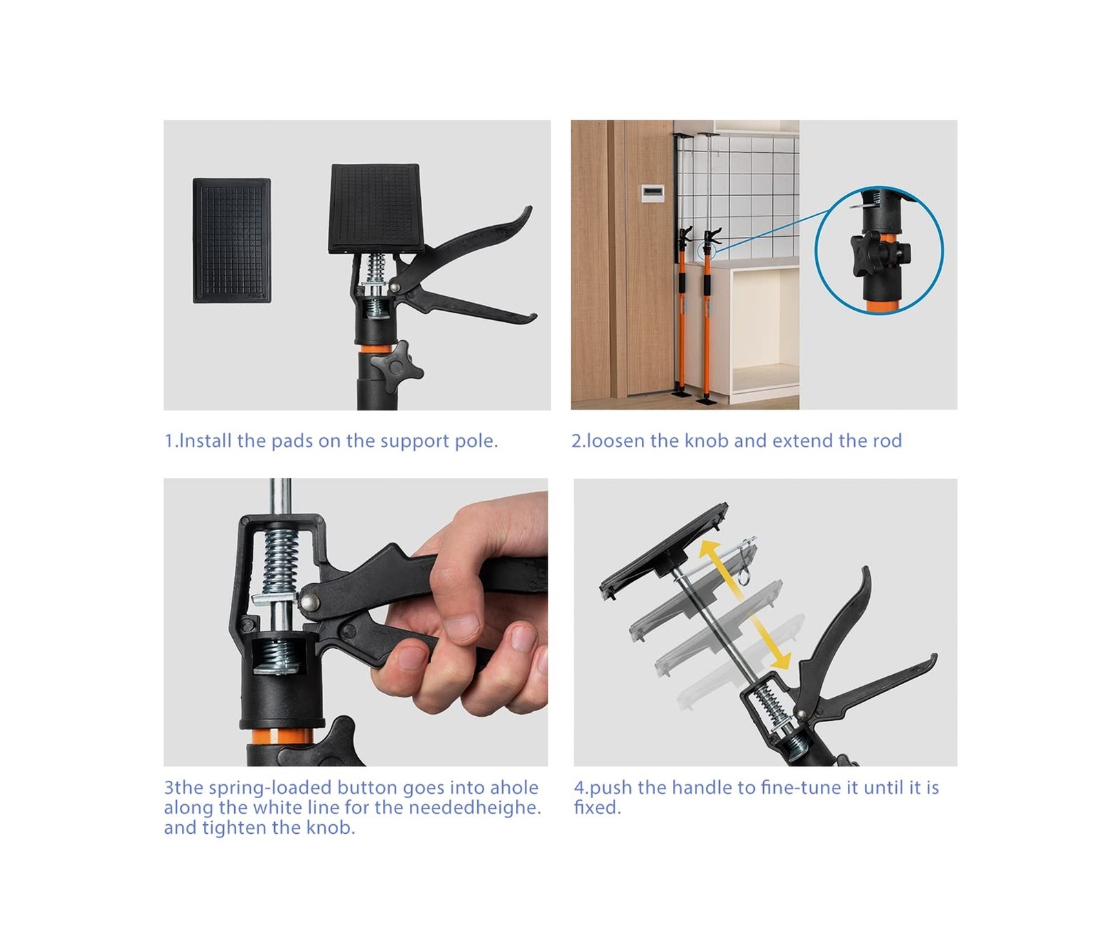 4PK Support Pole, Steel Telescopic Adjustable 3rd Hand Support System, Suppor…