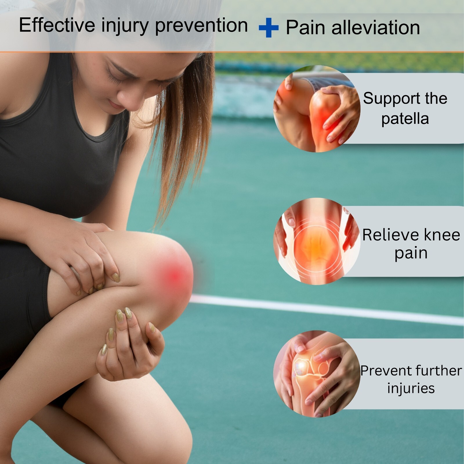 Knee Support Patella Brace Stabilizer Tendon Pain Sports Joint Relief Free Size!