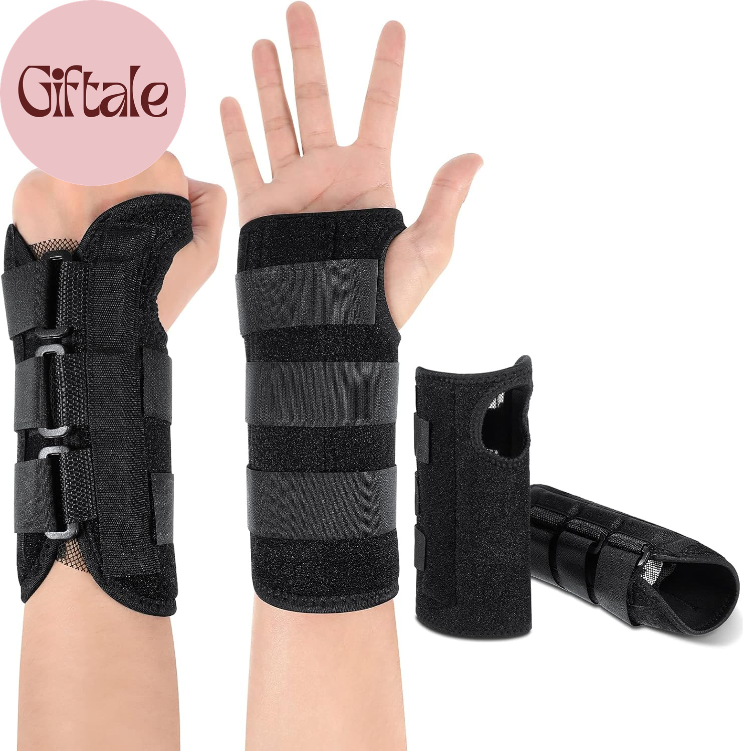 2 Pack Carpal Tunnel Wrist Brace Night Wrist Sleep Support with Metal Splint Adj