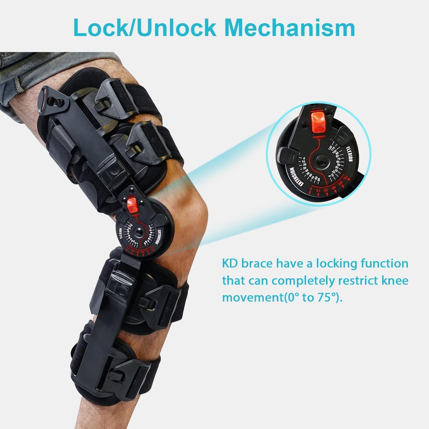 KD ROM Hinged Post-Op Knee Brace Adjustable ACL MCL PCL Arthritis Injury Support