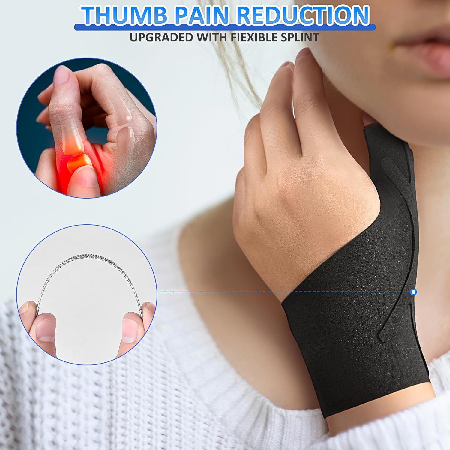Thumb Wrist Brace Copper Compression Support Splint for Carpal Tunnel Arthritis