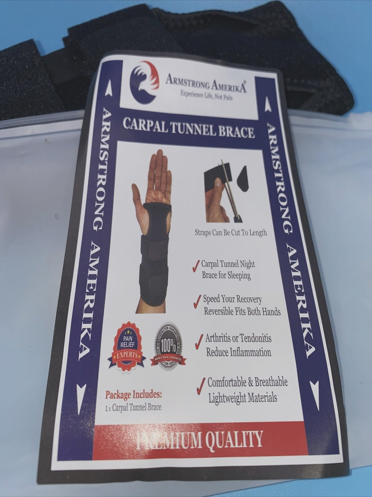 Armstrong Carpal Tunnel Wrist Brace (Night Sleep) Splint (Left/Right) Men/Women