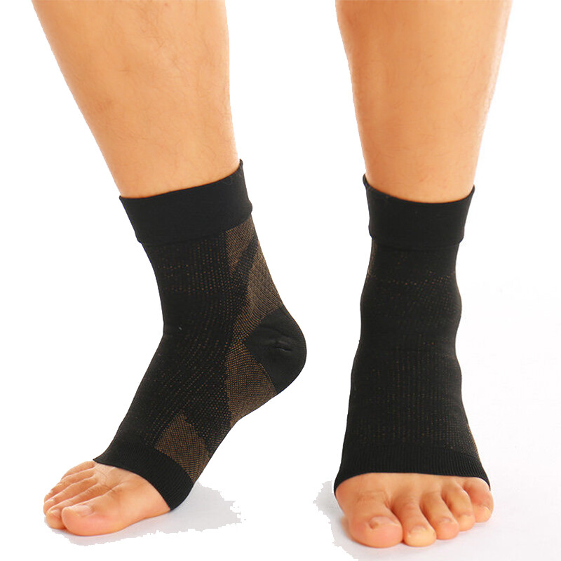 Copper Compression Foot Sleeve Ankle Brace Support Plantar Relief Pain Socks