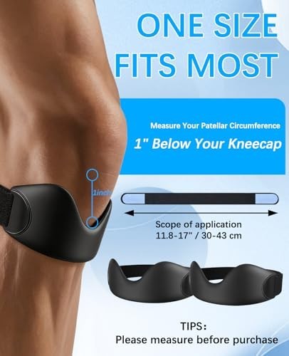 Adjustable Silicone Patellar Tendon Support Strap 2 Pack for Knee Pain Relief –