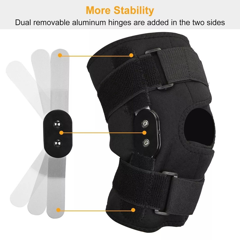 Compression Knee Brace Sleeve Joint Support Hinged Open Patella Stabilizer Wrap