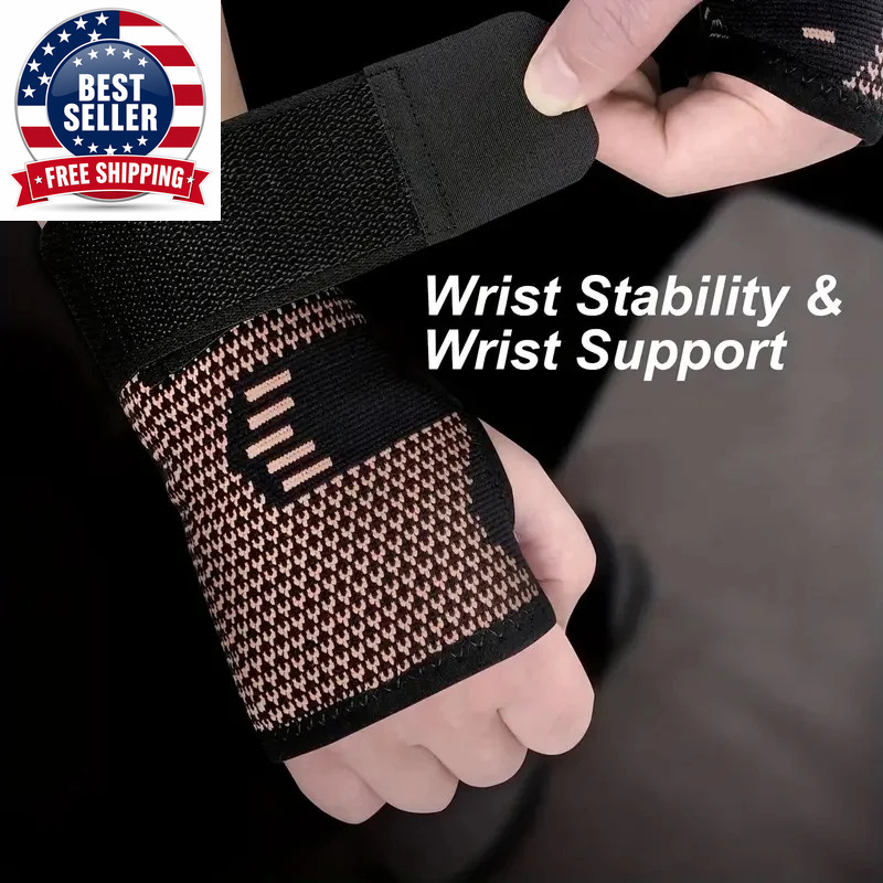 2Pcs Copper Fiber Wrist Brace Gloves – Adjustable Compression Hand & Wrist Suppo