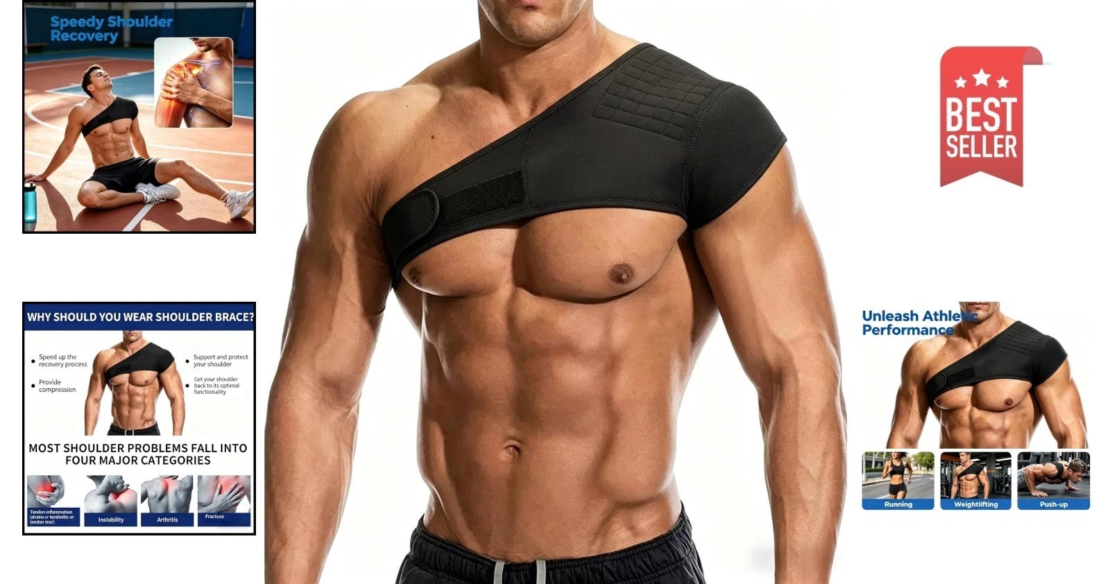 Shoulder Brace, Rotator Cuff Support Brace and Arm Sling for Pain Relief