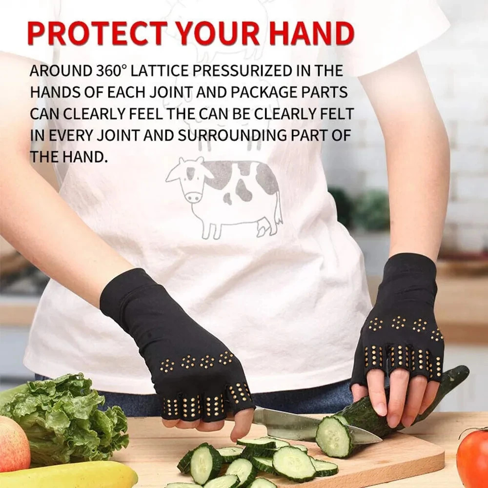 Arthritis Gloves Fingerless Magnetic Compression Support Hand Joint Pain Relief