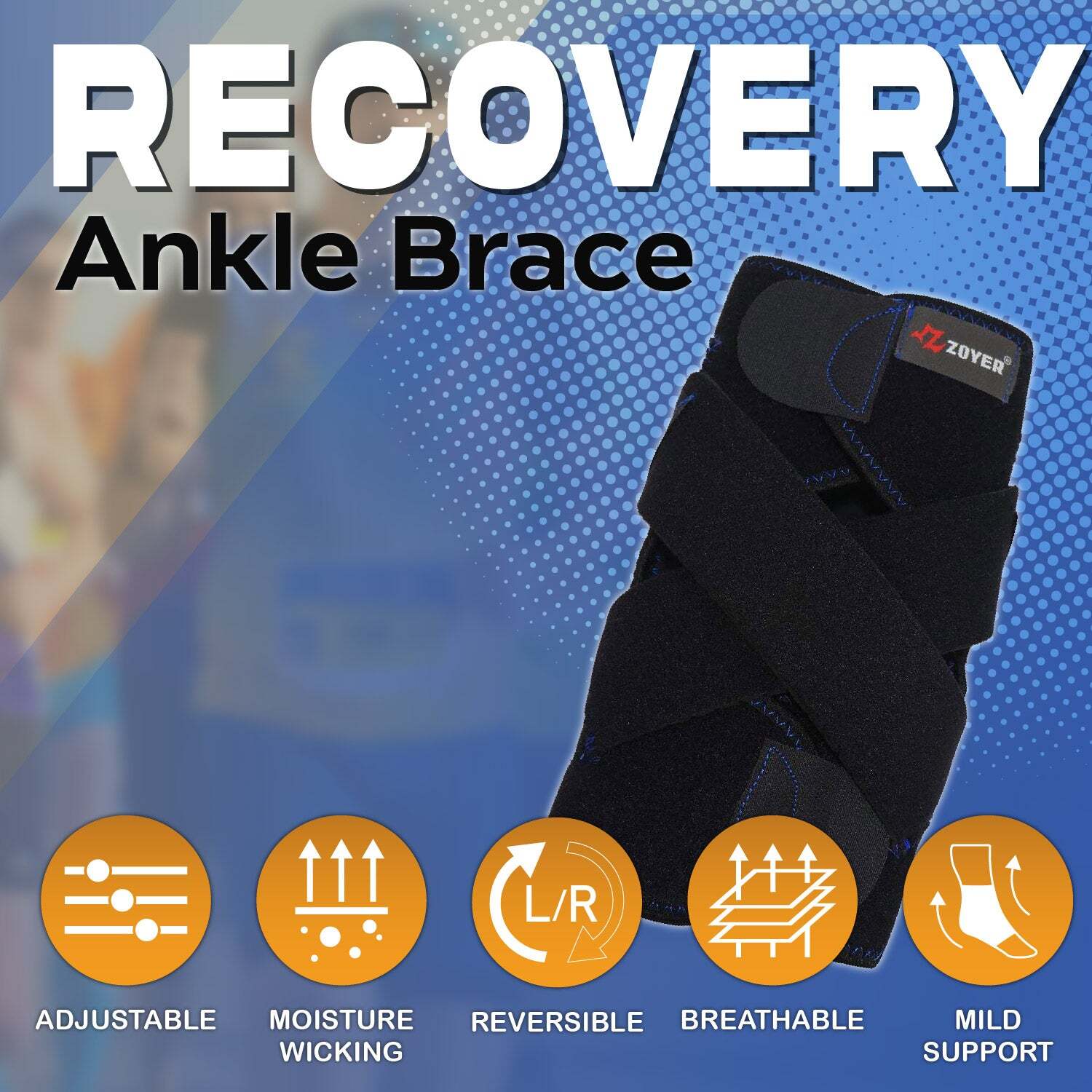 ZOYER Recovery Ankle Brace with Dual Spring Stabilizers