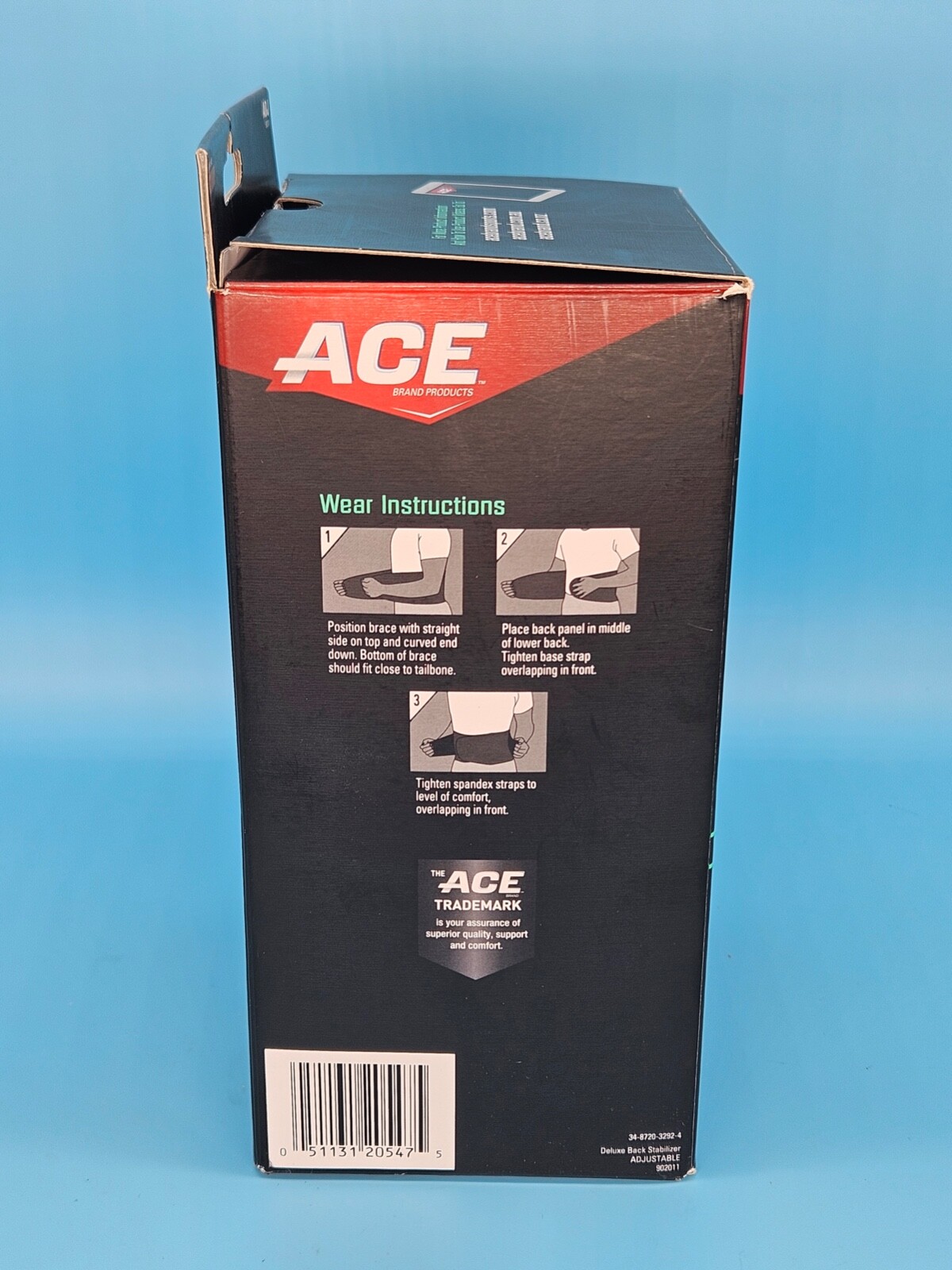 3M ACE Deluxe Back Stabilizer w/ Lumbar Support FIRM Adjustable ADJ 902011 Brace