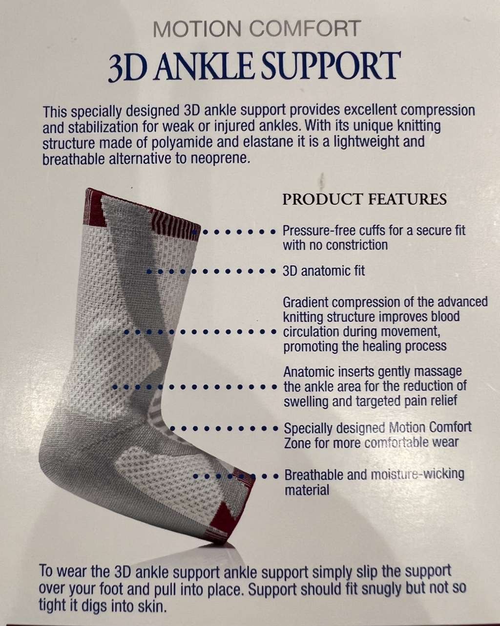 FLA Prolite 3D Left Ankle Support Braces White/Gray Left Foot Large