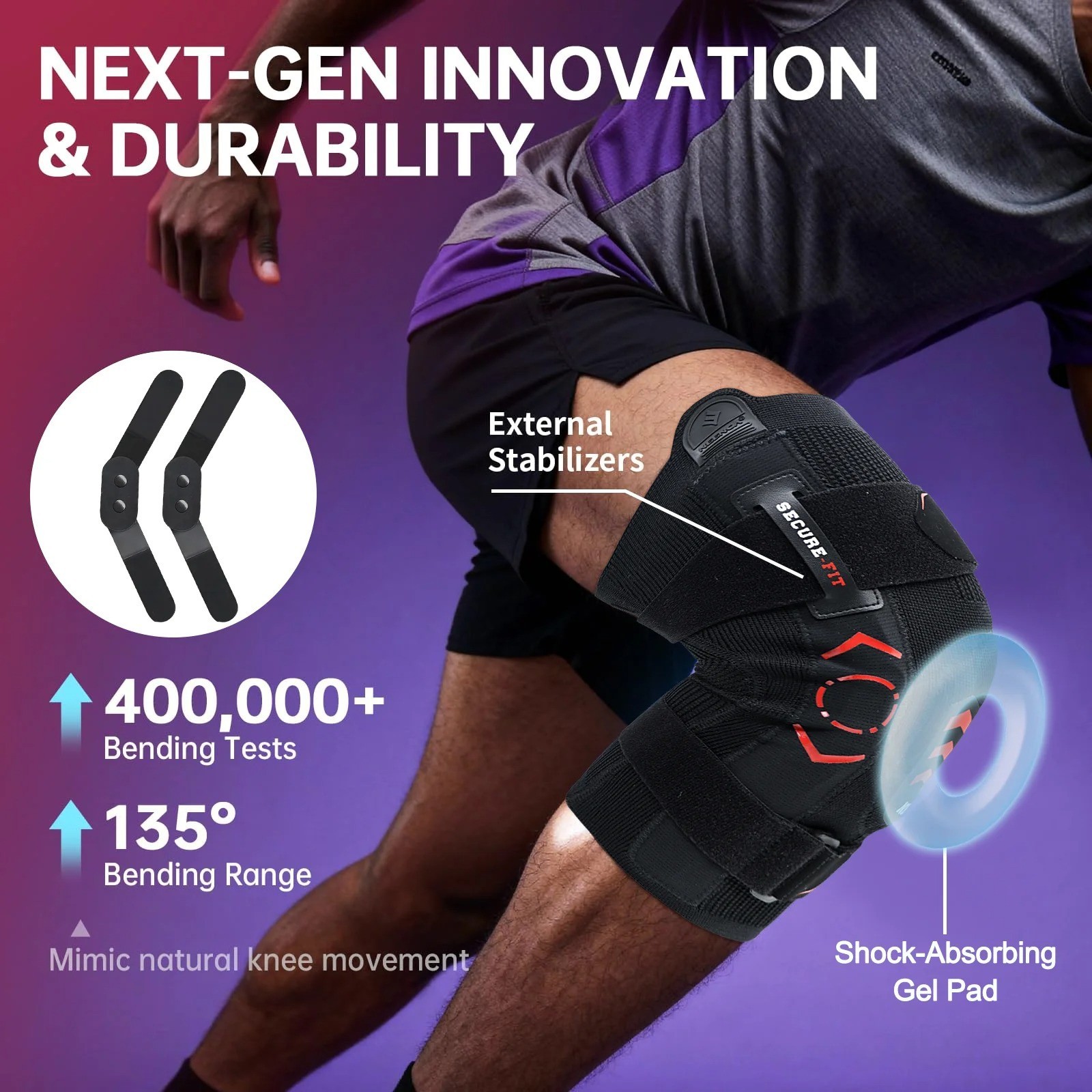 Hinged Knee Brace 3D Knit Patella Support Meniscus ACL Pain Relief Men Women