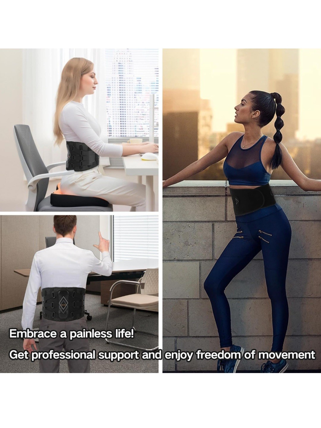 Back Support Belt Adjustable Triple Elastic System 7x Lumbar (X-Large)