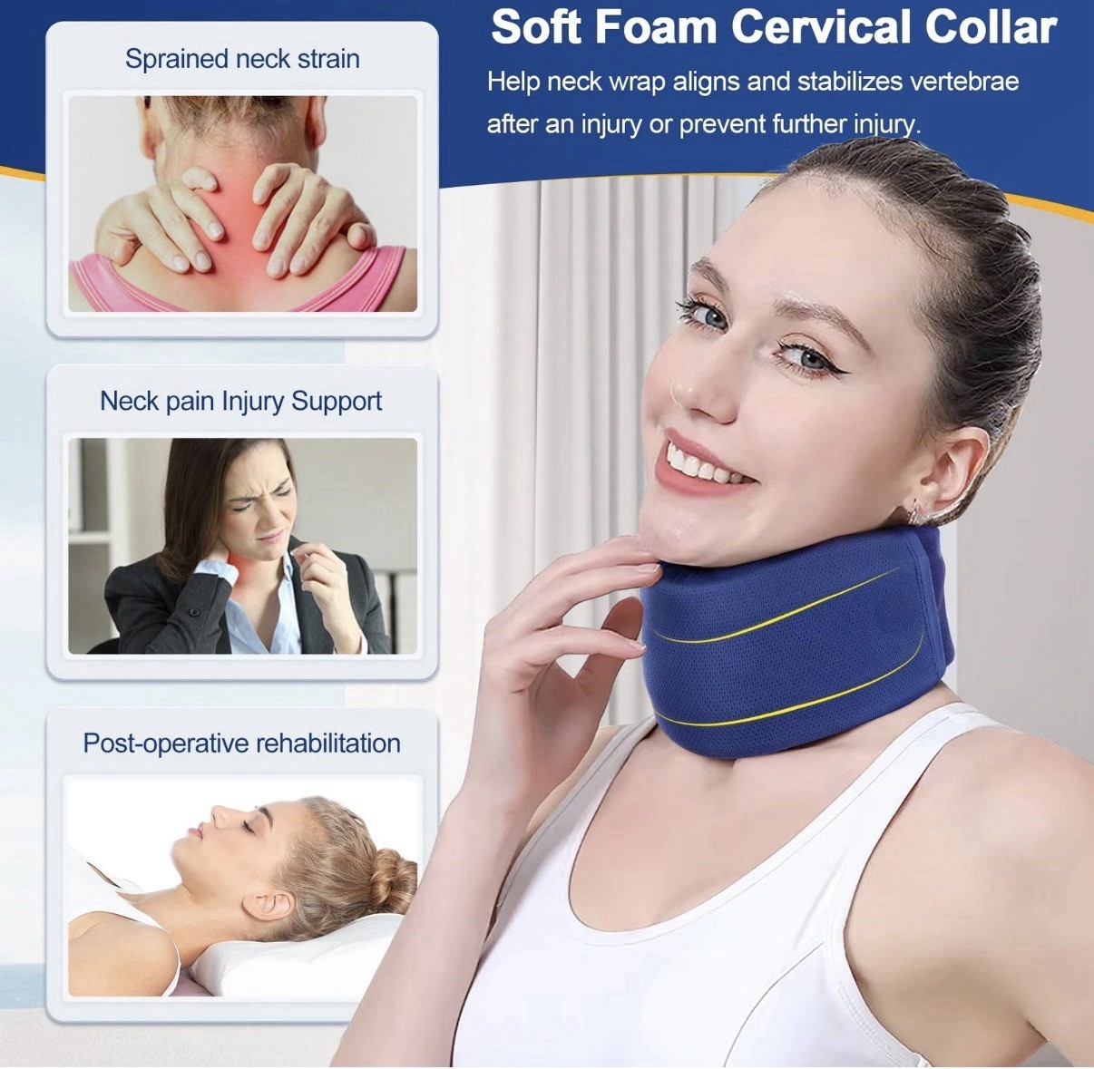 Neck Brace Soft Foam Cervical Collar 3in Support PainRelief Spine Align