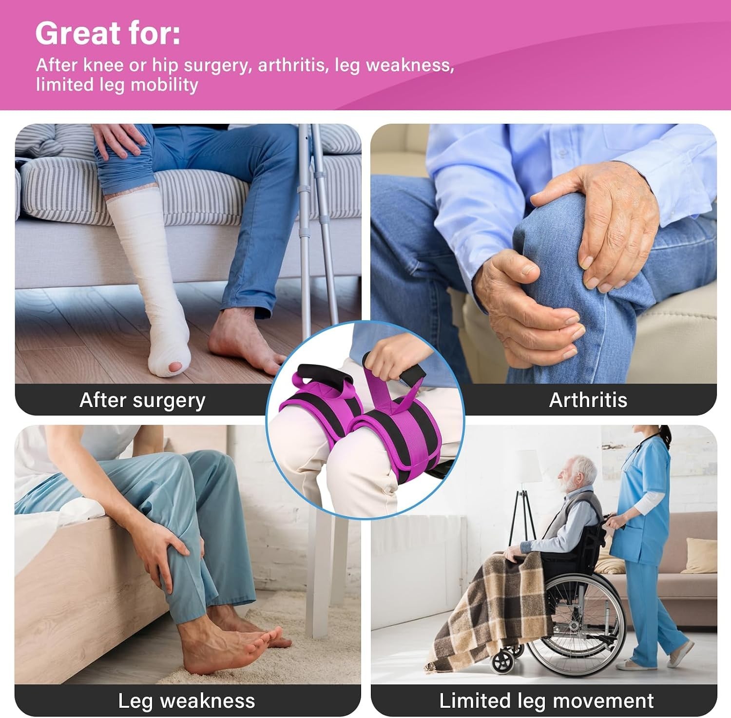 Leg Lifter Strap Set of 2 for Limited Mobility,Thigh Lifter Strap with Padded…