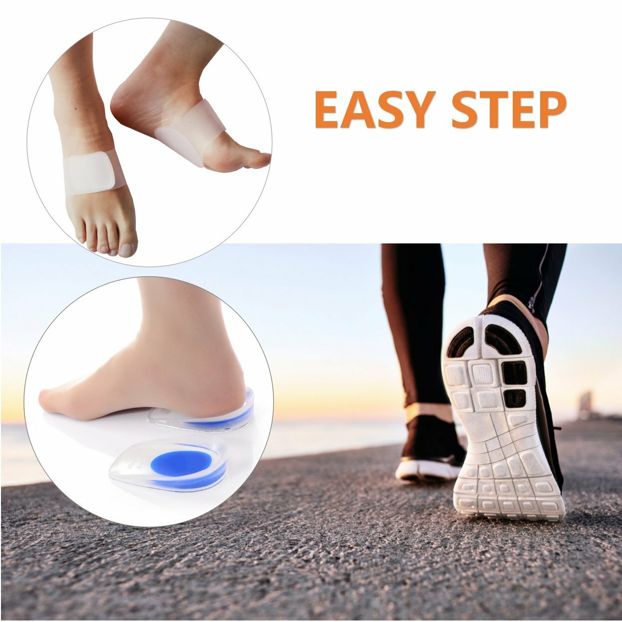 Lewonde Plantar Fasciitis Arch Supports Foot&Heel Massage Support S/M White+Heel