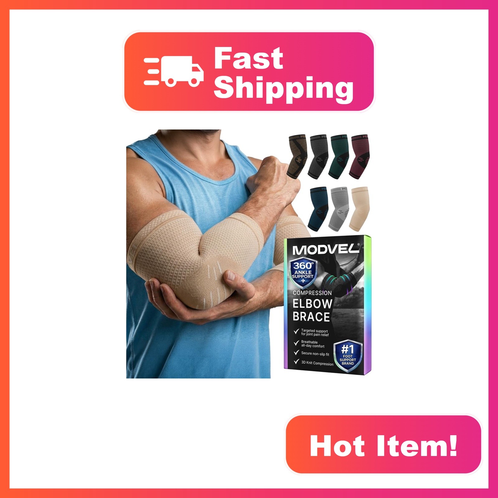 Modvel Nude Elbow Brace Medium 2 Pack