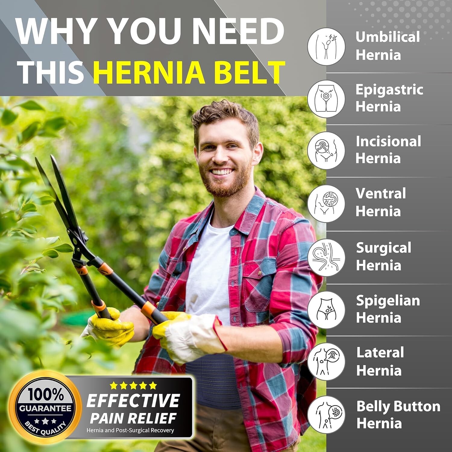 Umbilical Hernia Belt for Men & Women Abdominal Binder Naval Pre Post Surgery US