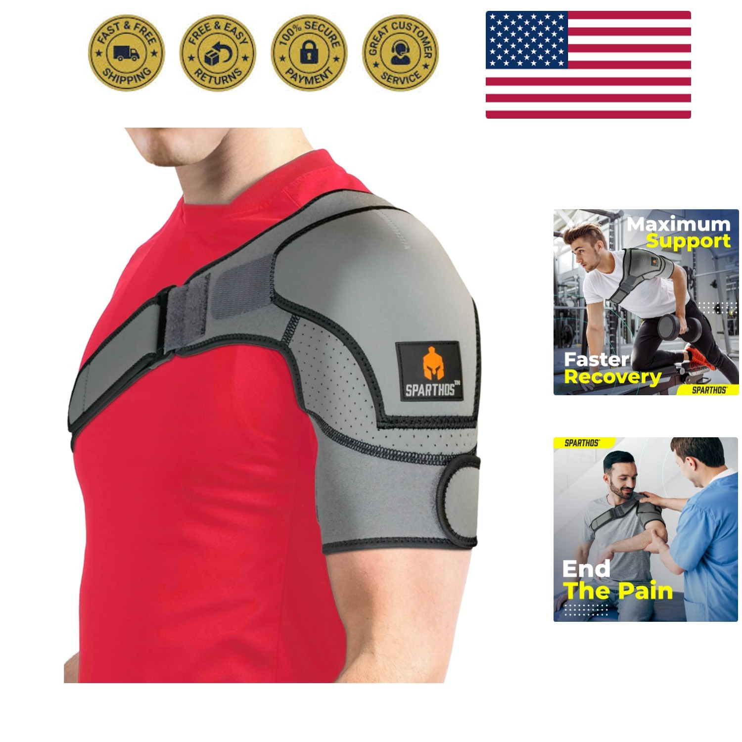 Shoulder Brace – Adjustable Support Sleeve for Torn Rotator Cuff, AC Joint Re…