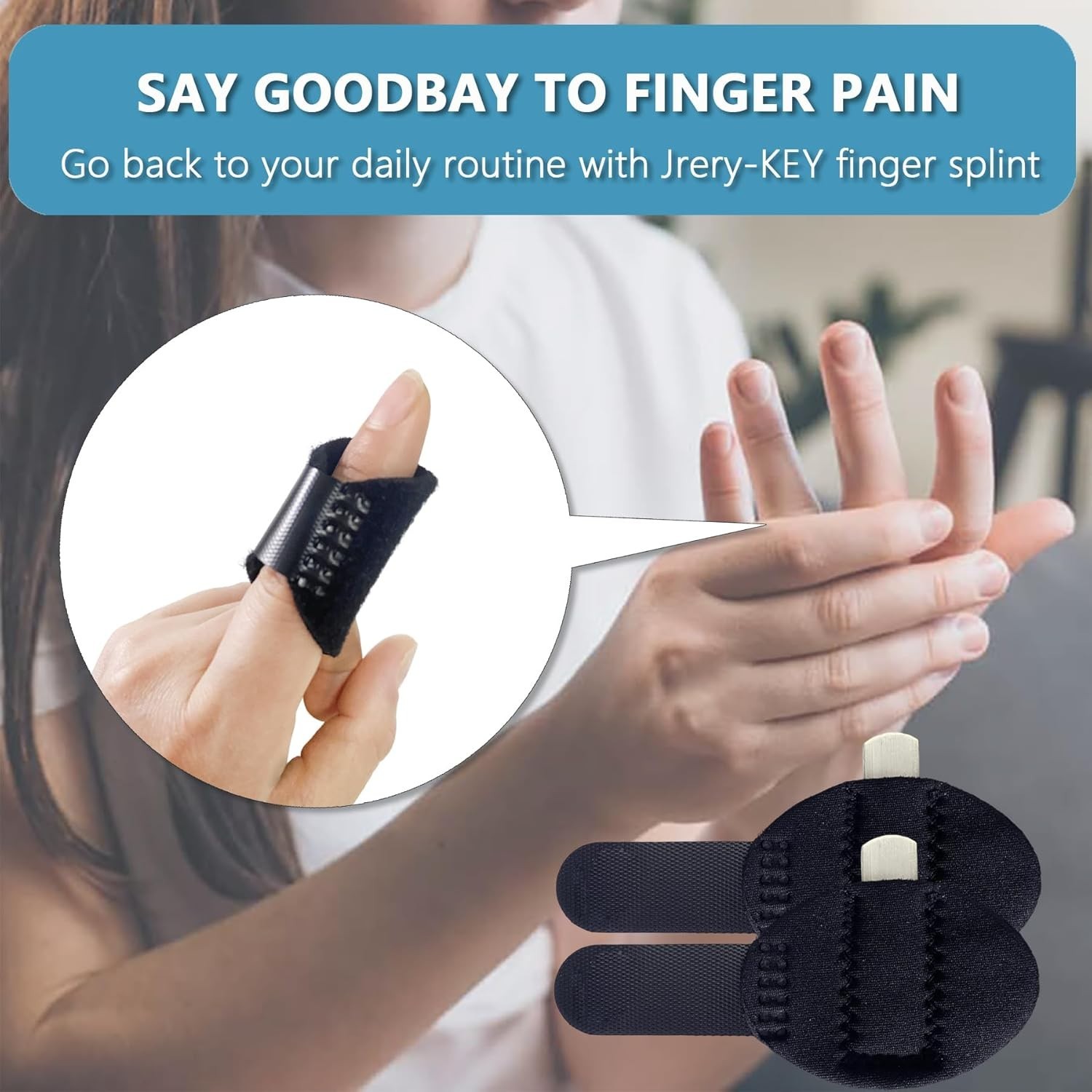 “6-Pack Pinky Finger Splints for Left/Right Hand Adjustable Single-Strap Brace..