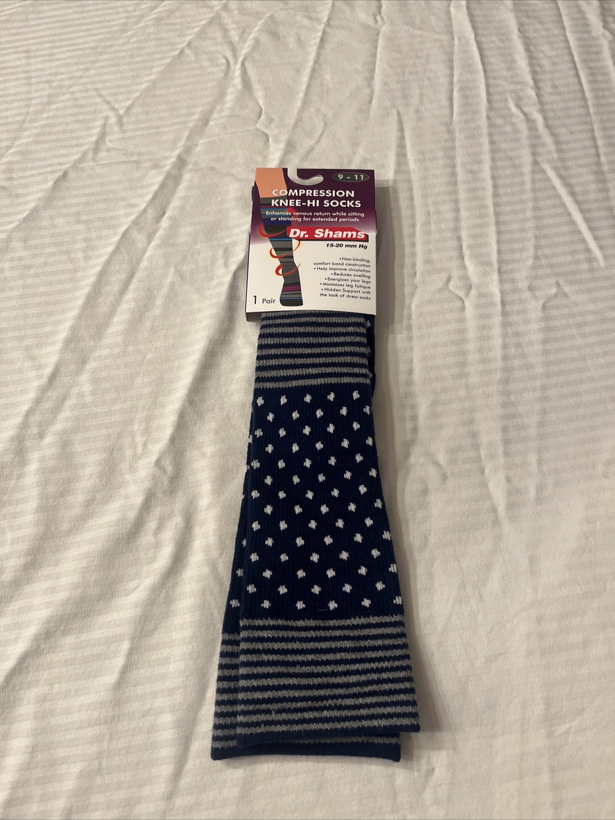Compression Socks 1 pair Size 9-11 Knee High Socks Dr. Shams Moderate 15-30mm Hg