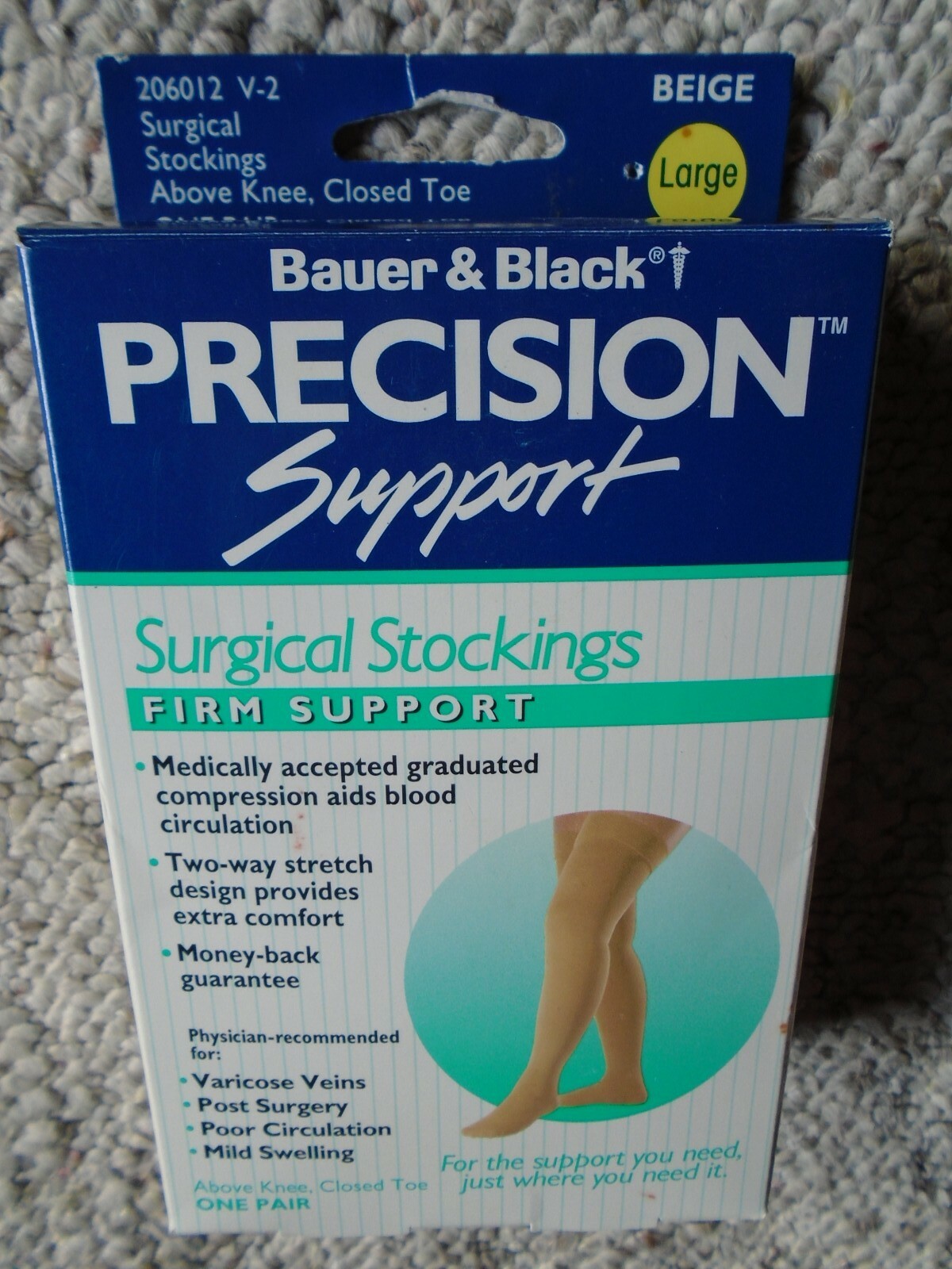 Precision Support Surgical Compression Stockings Thigh High 25-35 mmHg Beige Lg