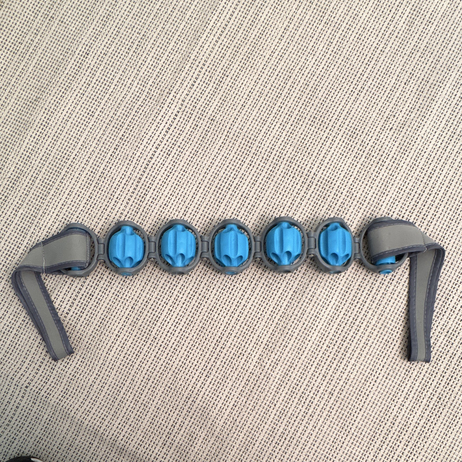 Manual handheld body massage roller, Plastic, Gray/Blue, 6 Linked Pad Segments