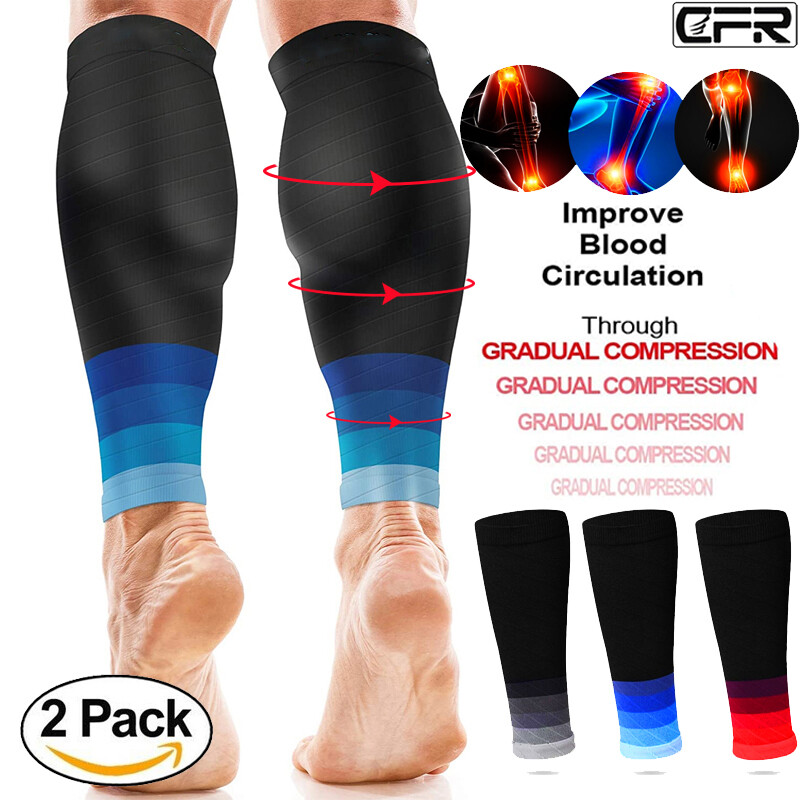Pair Men Women Compression Socks Calf Sleeve Leg Support Brace 15-20mmHg Running