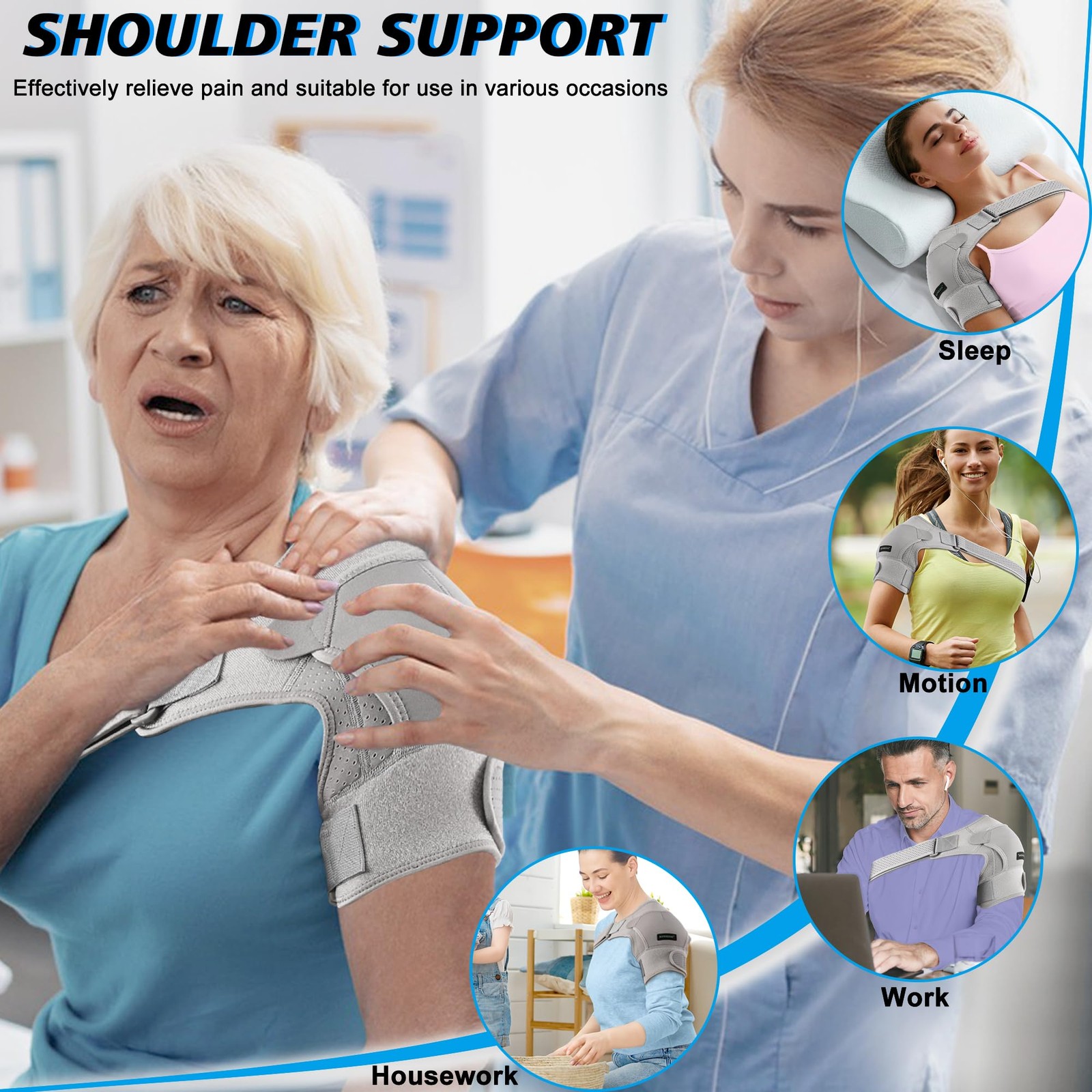 KONSEDIK Compression Recovery Shoulder Brace Immobilizer for Torn Small, Gray