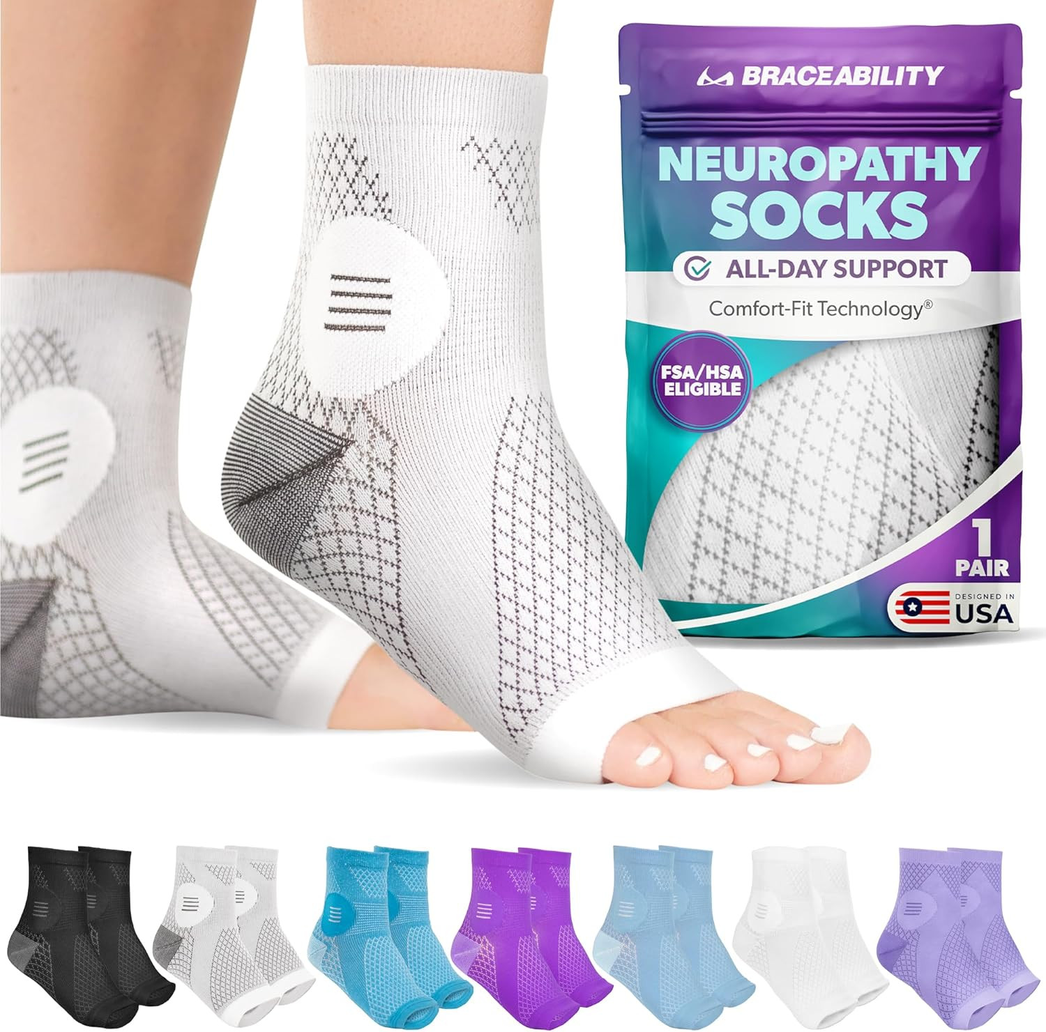 Neuropathy Socks (Pair) – Peripheral Neuritis Compression Diabetic Toeless Foot