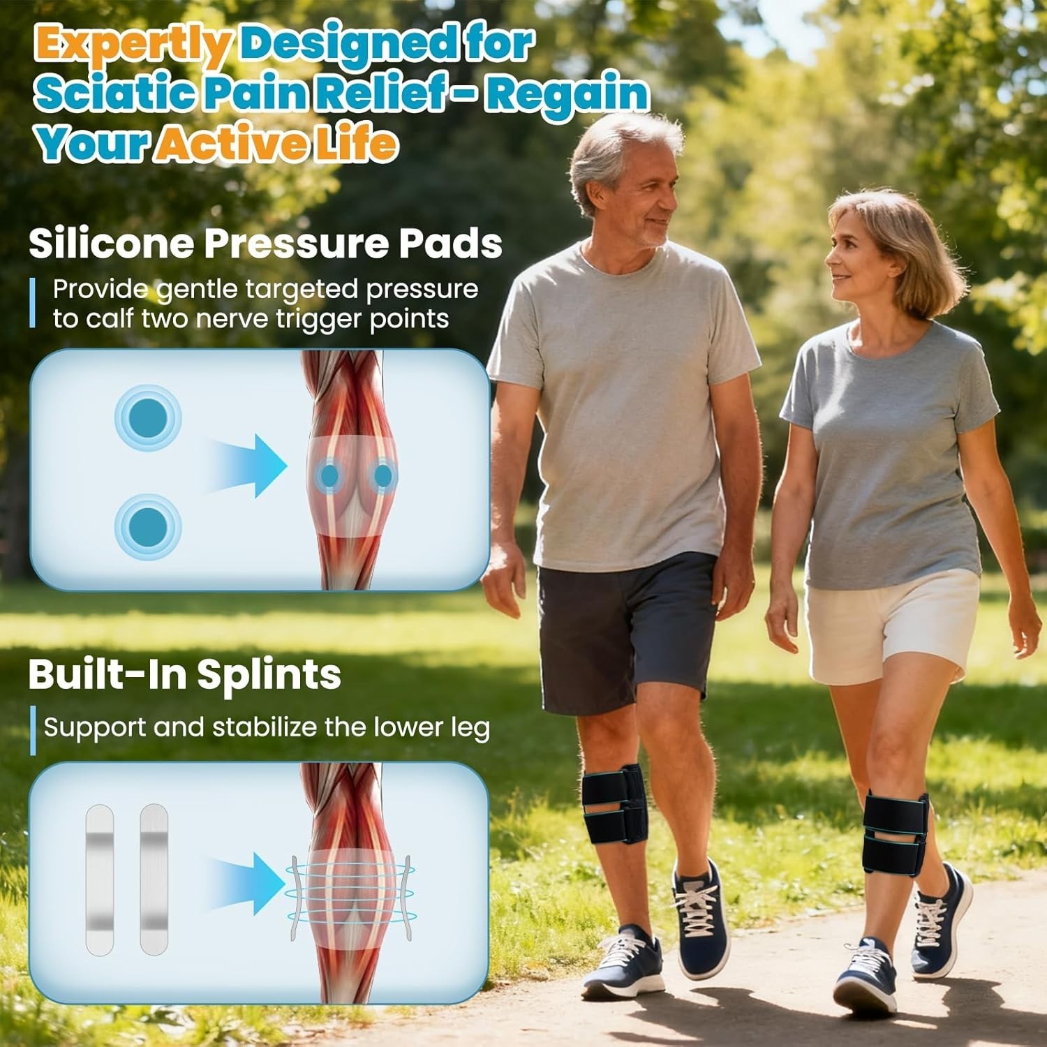 Sciatica Pain Relief Devices Sciatic Nerve Brace with Dual Adjustable Pressu…