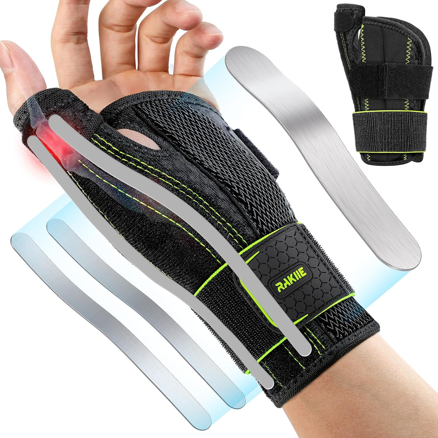 Thumb Brace, 5X Ergonomic Reinforced Support Carpal Tunnel Wrist Brace Night Sup