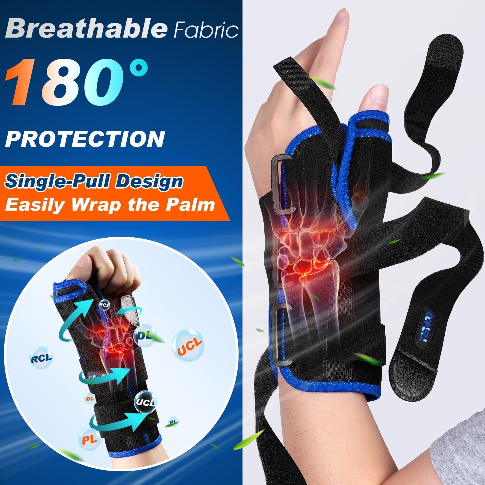 Thumb Spica Splint Right Hand,Carpal Tunnel Wrist Brace Night Support for De …