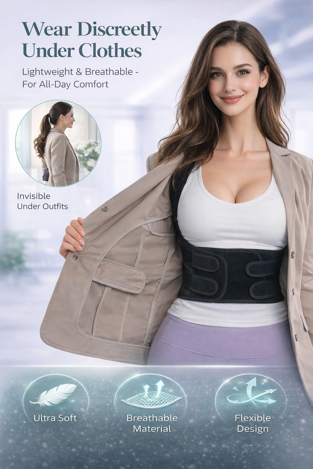 Posture Corrector for Men and â€“ Dual-Zone Elastic Design with Adjustable Stra.