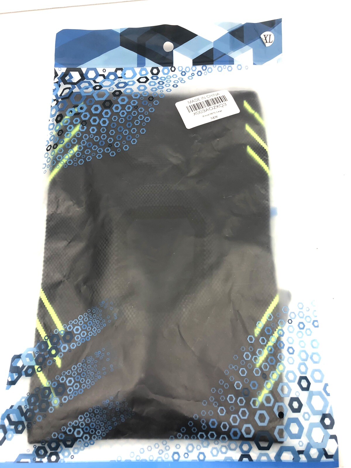 Patellar Knee Gel Pad Compression Sleeve, Black Yellow Stretch Fabric Athlete