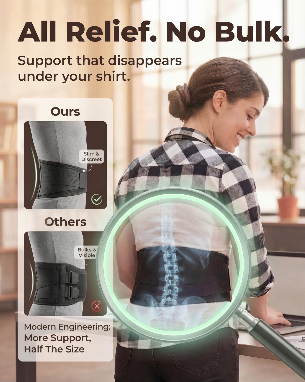 Lower Back Pain Relief Brace – Sciatica, Herniated Disc Support – Breathable Lum