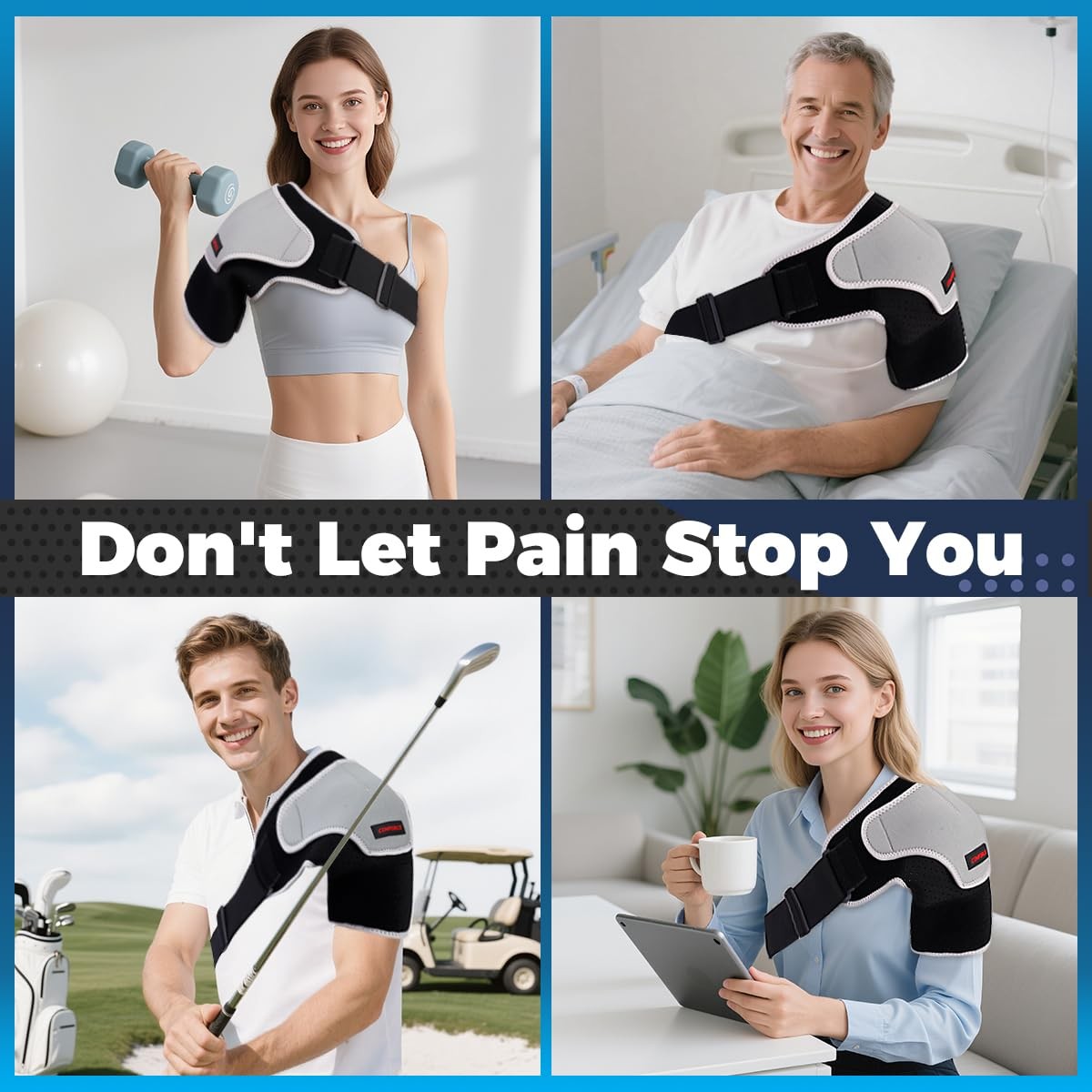Copper Compression Shoulder Brace Rotator Cuff Support AC Joint Pain Relief