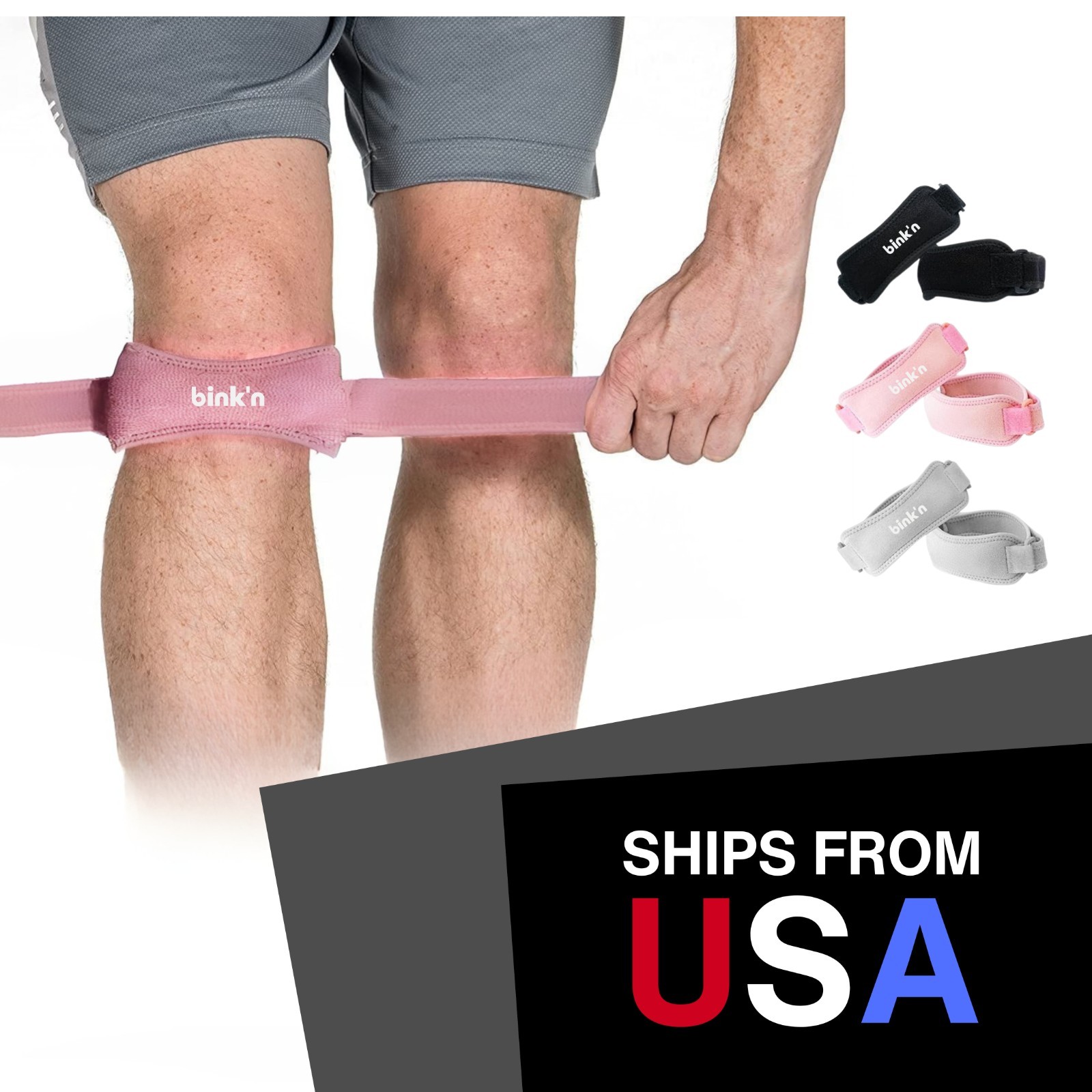 2 Pack Knee Brace, Support Strap, Patella Stabilizer, Sports S/M Pink