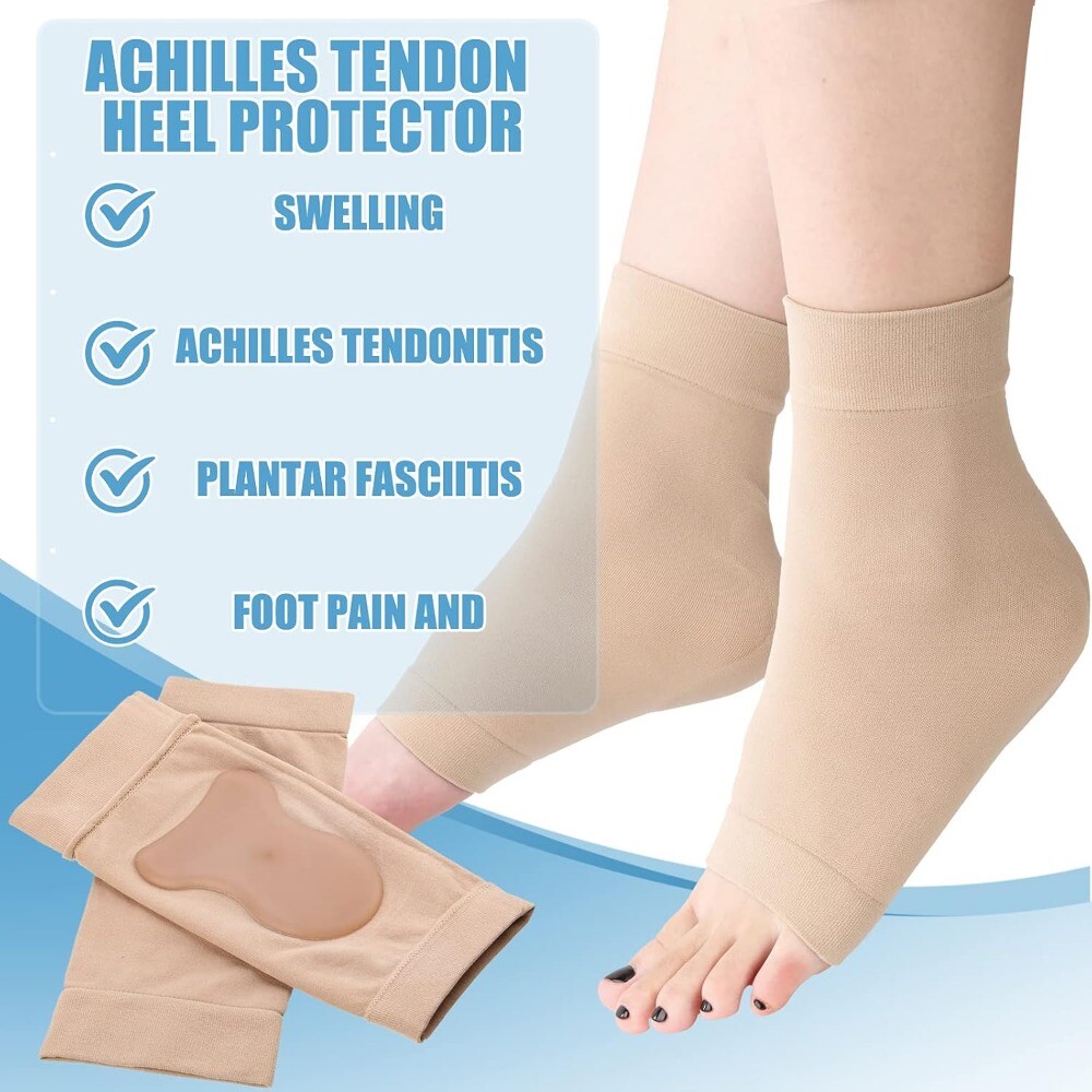 1-3pairs Heel Protector Heel Gel Sleeve Heel Compression Gel Sleeve Tendon Heel