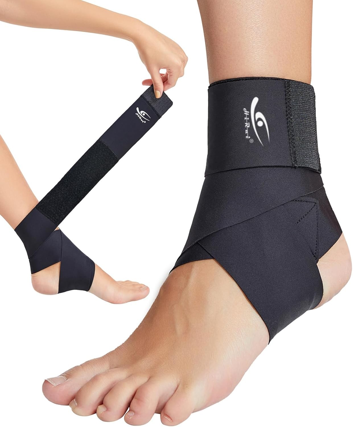 HiRui Ultrathin High-Elastic Ankle Wraps Medium (Pack of 1), Black