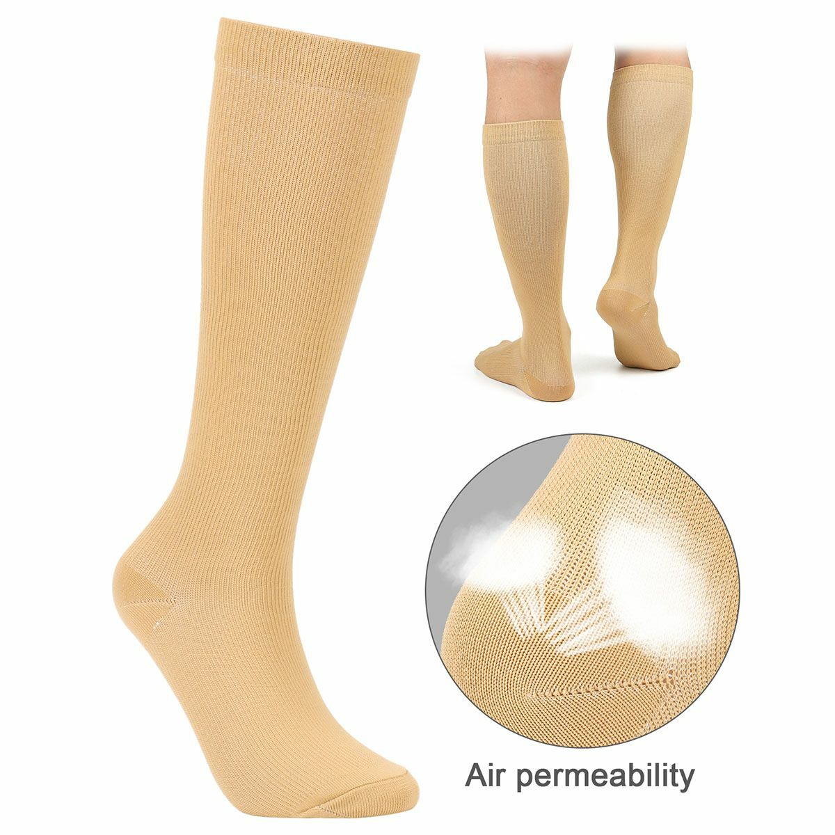 (3 Pairs) Copper Compression Socks 20-30mmHg Graduated Support Mens Womens S-XL